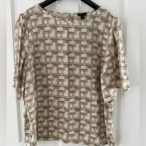 Ann Taylor Factory Geometric Cream Blouse
